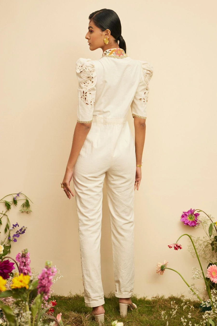 Chandrima Ivory Threadwork And Cutwork Jumpsuit 8 Chandrima Ivory Threadwork And Cutwork Jumpsuit - Image 6