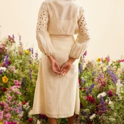 Chandrima Ivory Buttondown Threadwork Skirt 9 Chandrima Ivory Buttondown Threadwork Skirt -Outlet Loometta Store 20032023ca45 4