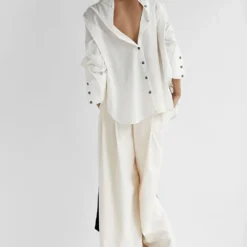 Chola White Straight Sleeves Shirt 7 Chola White Straight Sleeves Shirt -Outlet Loometta Store 206cho8 3