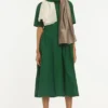 Three Emerald Green Dress With A Crepe Scarf -Outlet Loometta Store 208three26 2