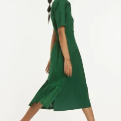 Three Emerald Green Dress With A Crepe Scarf -Outlet Loometta Store 208three26 5
