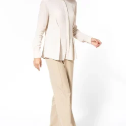 Bodice Ecru Shirt With Frontal Pleats -Outlet Loometta Store 2111bo19 3