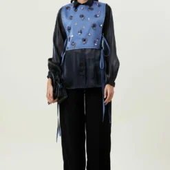Kanika Goyal Label Blue Embellished Bib