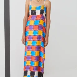 Studio RIGU Red & Yellow Baltimore Check Slip Dress