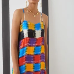 Studio RIGU Red & Yellow Baltimore Check Slip Dress -Outlet Loometta Store 228sr23 3