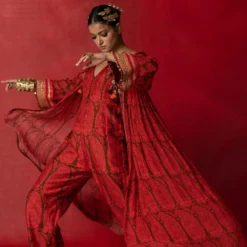 Pooja Keyur Red & Brown Paisley Printed Jumpsuit -Outlet Loometta Store 229pk36 3