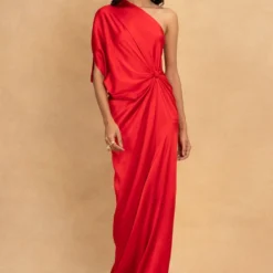 Stephany Red One Shoulder Dress