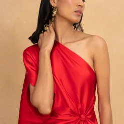 Stephany Red One Shoulder Dress -Outlet Loometta Store 230523sy06 4