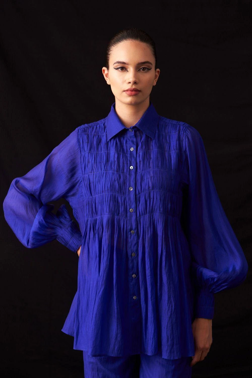 Amrich Missy Blue Hand Embellished Button Down Shirt 4 Amrich Missy Blue Hand Embellished Button Down Shirt - Image 2