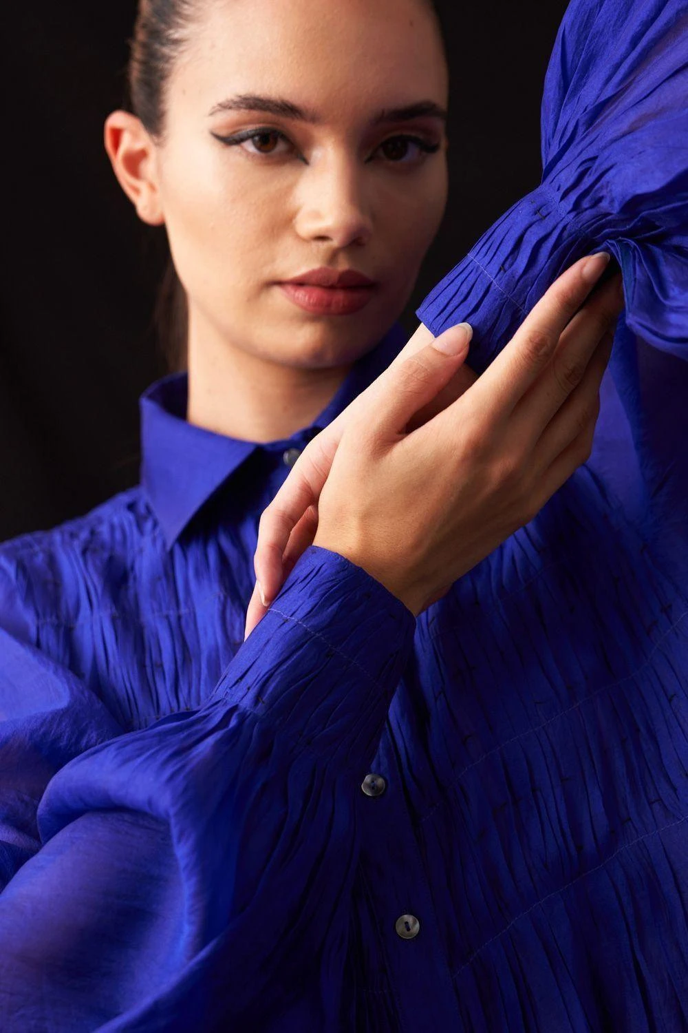 Amrich Missy Blue Hand Embellished Button Down Shirt 6 Amrich Missy Blue Hand Embellished Button Down Shirt - Image 4