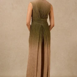 Tarun Tahiliani Olive Ombre Draped Jumpsuit -Outlet Loometta Store 231023tt36 4 1
