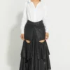 431-88 By Shweta Kapur Black Jersey Draped Ruffle Skirt -Outlet Loometta Store 23new18 1