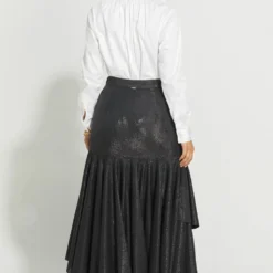 431-88 By Shweta Kapur Black Jersey Draped Ruffle Skirt -Outlet Loometta Store 23new18 3