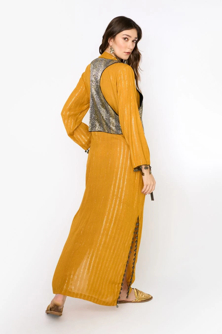 Heirloom By Rara Avis Yellow Ochre Embroidered Column Dress 6 Heirloom By Rara Avis Yellow Ochre Embroidered Column Dress - Image 4