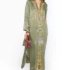 Heirloom By Rara Avis Sage Green Hamsa Embroidered Column Dress -Outlet Loometta Store 23rh48 1