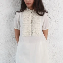 Outlet Loometta Store 5 Kishmish Off White Ruffle Yoke Top