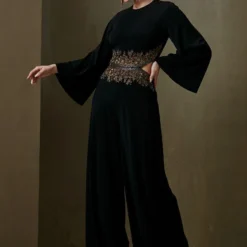 Namrata Joshipura Black Floral Embroidered Jumpsuit 9 Namrata Joshipura Black Floral Embroidered Jumpsuit -Outlet Loometta Store 2411nj18 3