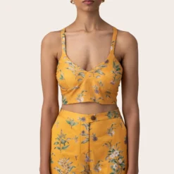 November Noon Herb Mustard Bustier Top -Outlet Loometta Store 25nn32 2