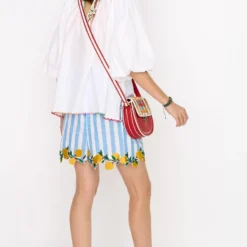 Rara Avis Blue Striped Pleated Shorts -Outlet Loometta Store 25ra23 4