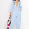 Rara Avis Sky Blue Hand Embellished Checkered Jumpsuit -Outlet Loometta Store 25ra26 1