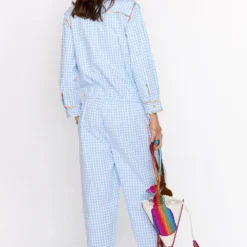 Rara Avis Sky Blue Hand Embellished Checkered Jumpsuit 9 Rara Avis Sky Blue Hand Embellished Checkered Jumpsuit -Outlet Loometta Store 25ra26 4