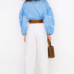 Rara Avis White Hand Embellished Pleated Pants -Outlet Loometta Store 25ra84 4