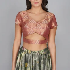 YAVI Flower Duet Silk Brocade Blouse -Outlet Loometta Store 2610yavi14 3