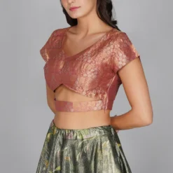 YAVI Flower Duet Silk Brocade Blouse -Outlet Loometta Store 2610yavi14 4