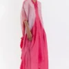 Medium Pink Handwoven Silk Shibori Dress