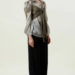 Kanika Goyal Label Solid Brown Tie-up Top -Outlet Loometta Store 281123kgl12 2