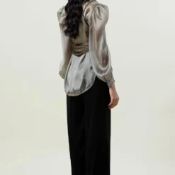 Kanika Goyal Label Solid Brown Tie-up Top -Outlet Loometta Store 281123kgl12 4