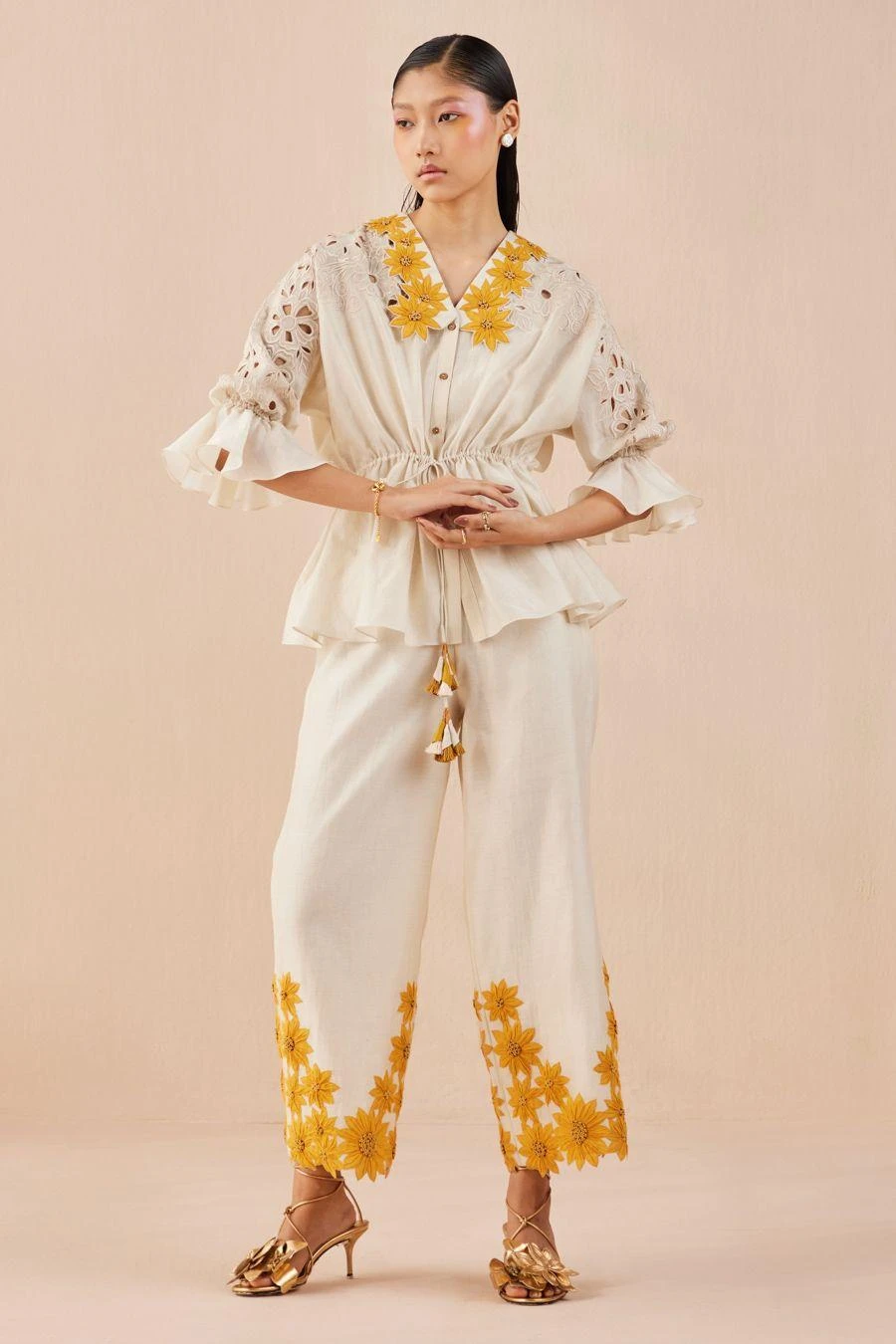 Chandrima Ivory Sunflower Pants 3 Chandrima Ivory Sunflower Pants