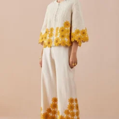Chandrima Ivory Sunflower Pants 8 Chandrima Ivory Sunflower Pants -Outlet Loometta Store 2811cha11 2