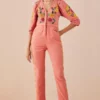 Chandrima Blush Floral Applique And Cutwork Jumpsuit -Outlet Loometta Store 2811cha34 1