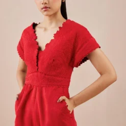 Chandrima Red Quilted Jumpsuit -Outlet Loometta Store 2811cha50 3
