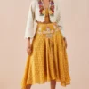 Chandrima Yellow Block Printed Pleated Skirt -Outlet Loometta Store 2811cha7 1