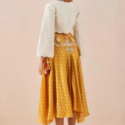 Chandrima Yellow Block Printed Pleated Skirt 7 Chandrima Yellow Block Printed Pleated Skirt -Outlet Loometta Store 2811cha7 3
