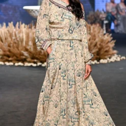 SVA Beige One Shoulder Printed Jumpsuit -Outlet Loometta Store 2811srl5 2