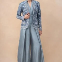 Jayanti Reddy Grey Zardosi Embellished Jacket Set