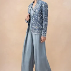 Jayanti Reddy Grey Zardosi Embellished Jacket Set -Outlet Loometta Store 28823jrs5 3