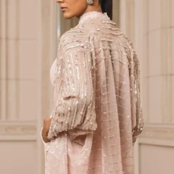 Tarun Tahiliani Pink Sequined Gilet -Outlet Loometta Store 28ttphase116 4