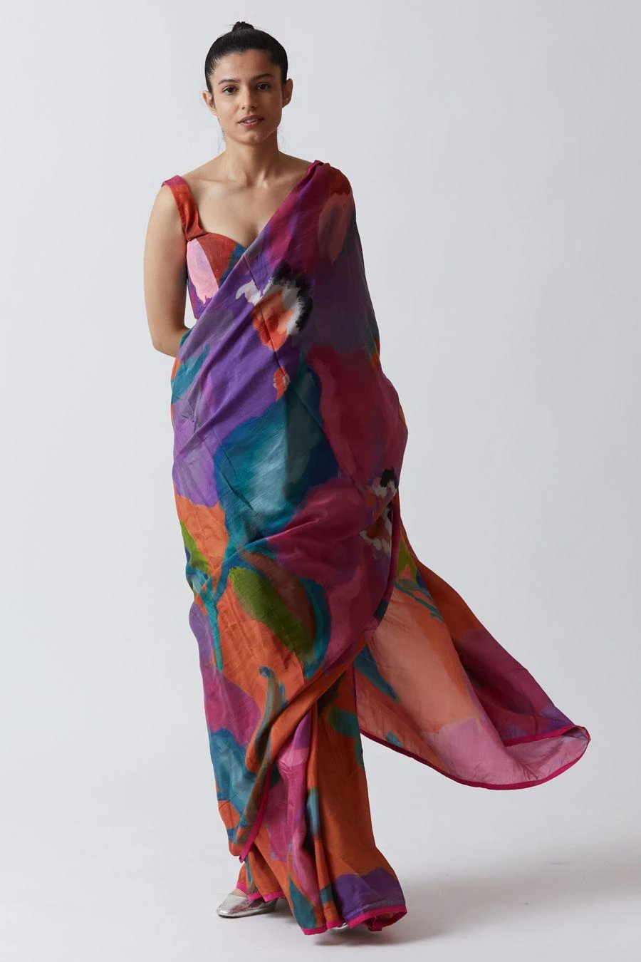 YAM Orange Hand Painted Linen Blouse 3 YAM Orange Hand Painted Linen Blouse