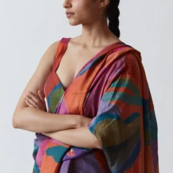 YAM Orange Hand Painted Linen Blouse 10 YAM Orange Hand Painted Linen Blouse -Outlet Loometta Store 2911yam13 4