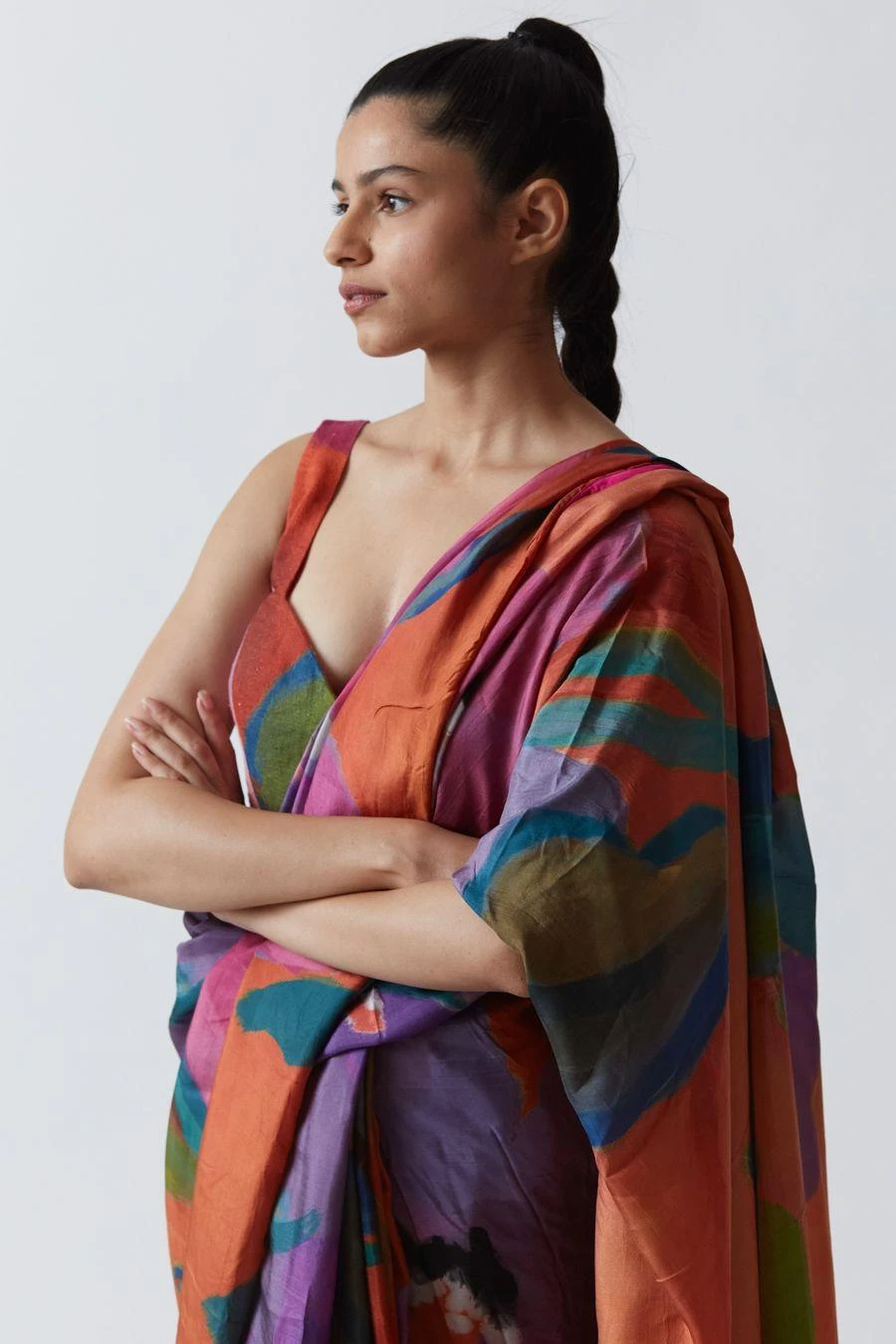 YAM Orange Hand Painted Linen Blouse 6 YAM Orange Hand Painted Linen Blouse - Image 4