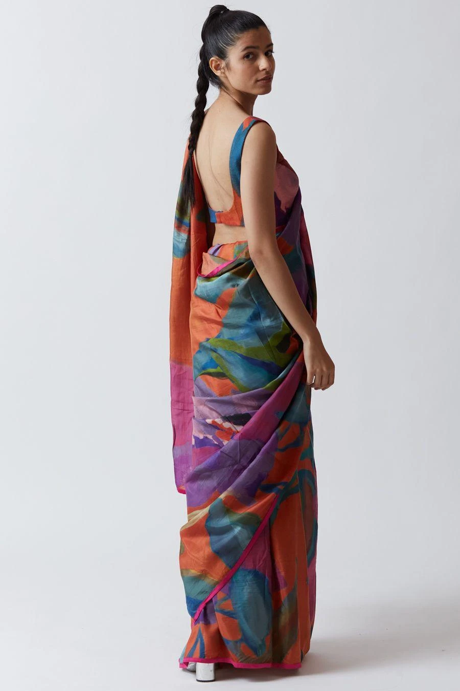 YAM Orange Hand Painted Linen Blouse 7 YAM Orange Hand Painted Linen Blouse - Image 5