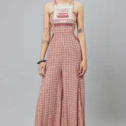 SVA Ivory Geometric Printed Jumpsuit