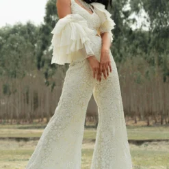 Mishru Ivory Floral Embroidered Jumpsuit