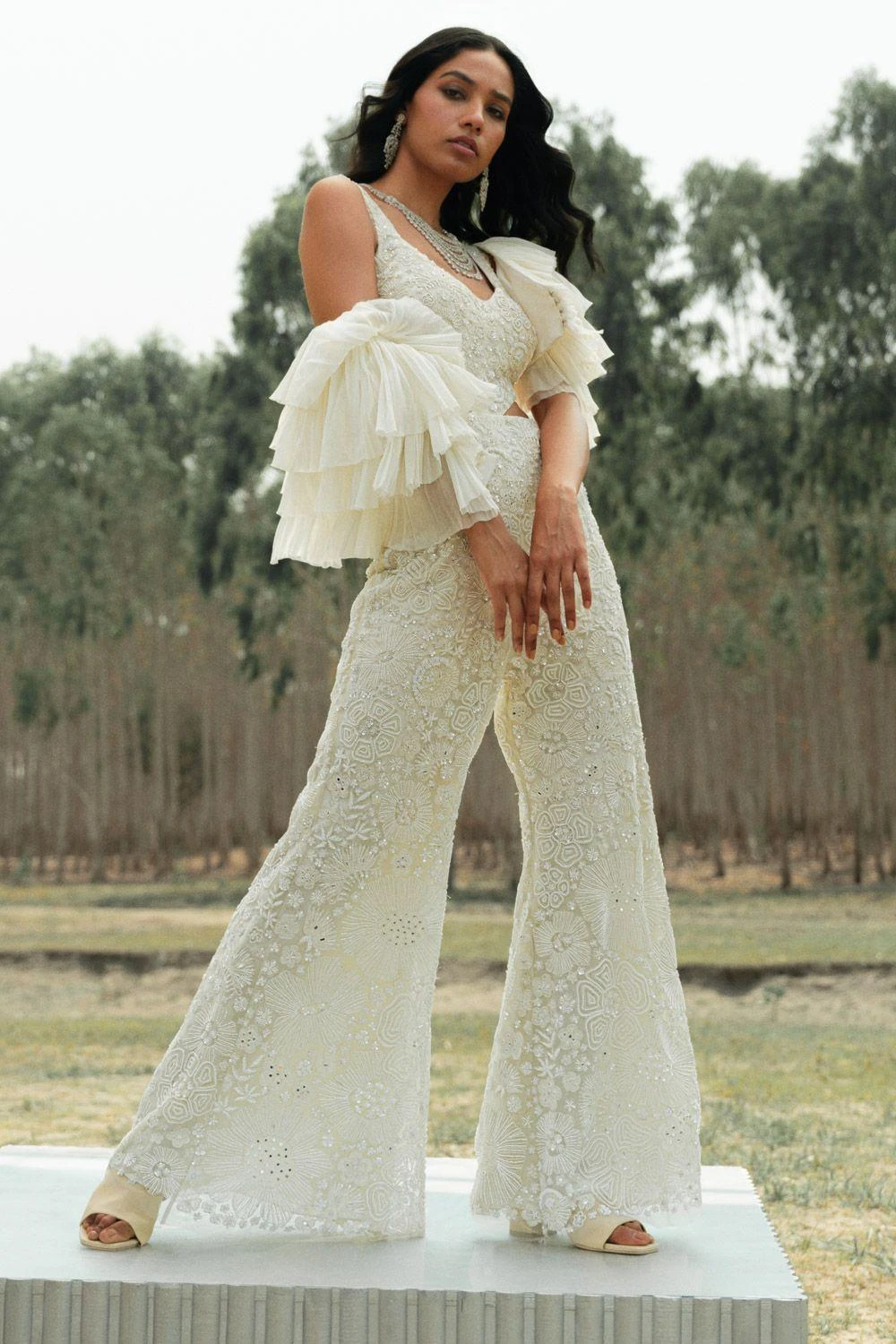 Mishru Ivory Floral Embroidered Jumpsuit 3 Mishru Ivory Floral Embroidered Jumpsuit