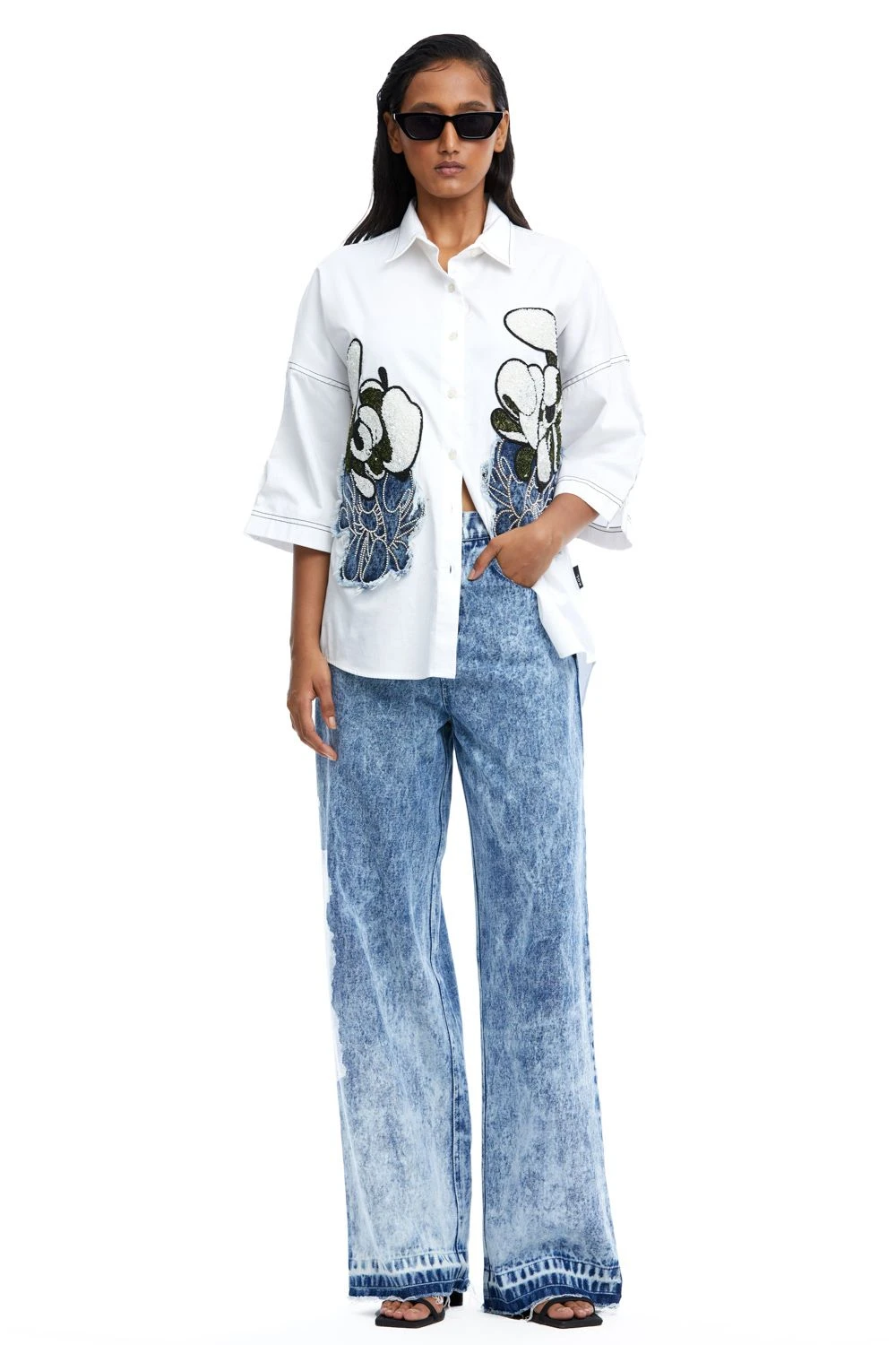 Kanika Goyal Label Warped Vine Dual Embellished Shirt 3 Kanika Goyal Label Warped Vine Dual Embellished Shirt