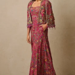 Tarun Tahiliani Pink Zardosi Embellished Gilet Set -Outlet Loometta Store 29823tt1 3